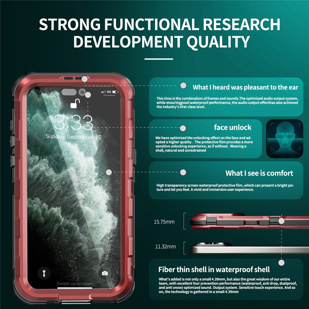 SHELLBOX M Series for iPhone 15 Pro Waterproof Case Compatible with MagSafe Aluminum Alloy IP68 Diving Case