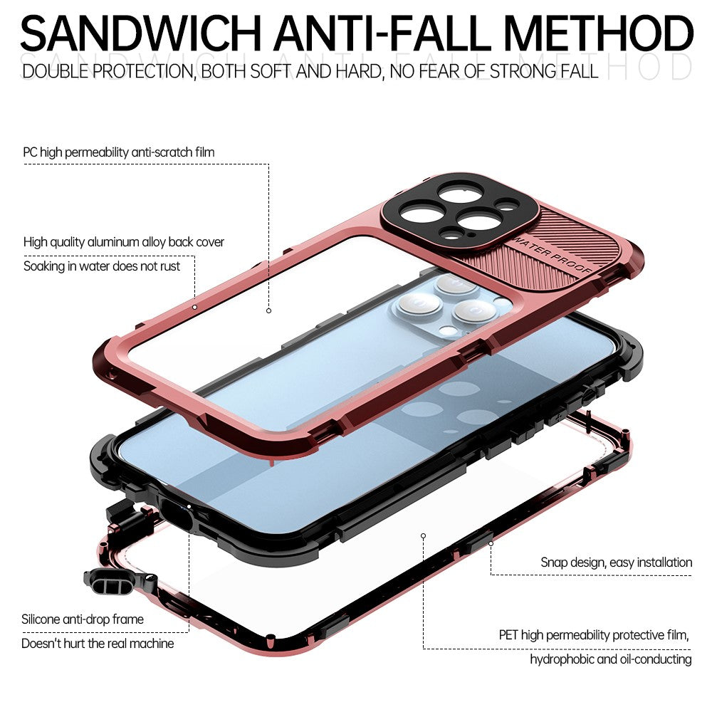SHELLBOX M Series for iPhone 13 Pro Max 6.7 inch Metal Waterproof Case IP68 Diving Phone Case