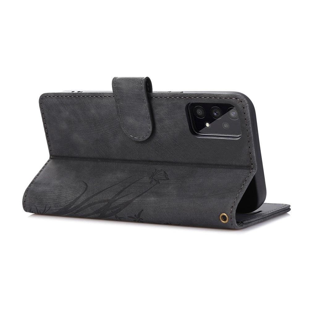 Til Samsung Galaxy A73 5G Etui Pung Læder Cover Orkide Sommerfugl Mønster