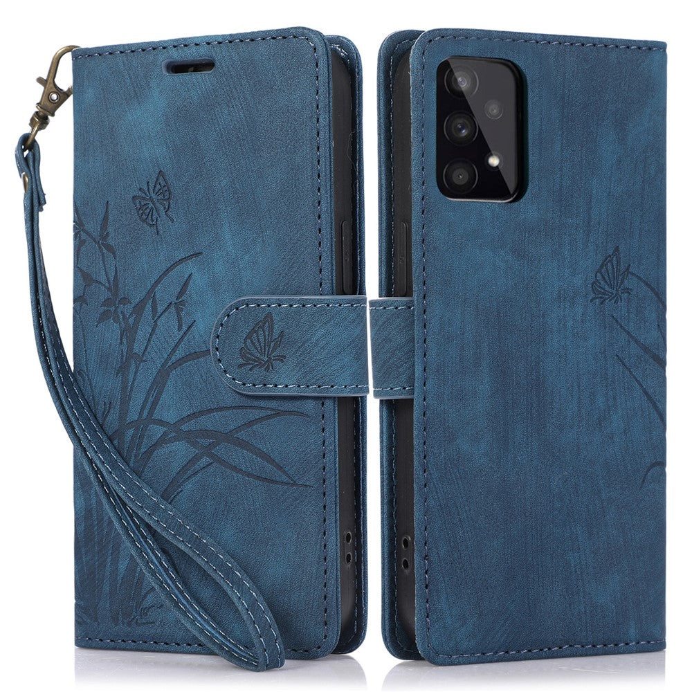 Til Samsung Galaxy A73 5G Etui Pung Læder Cover Orkide Sommerfugl Mønster