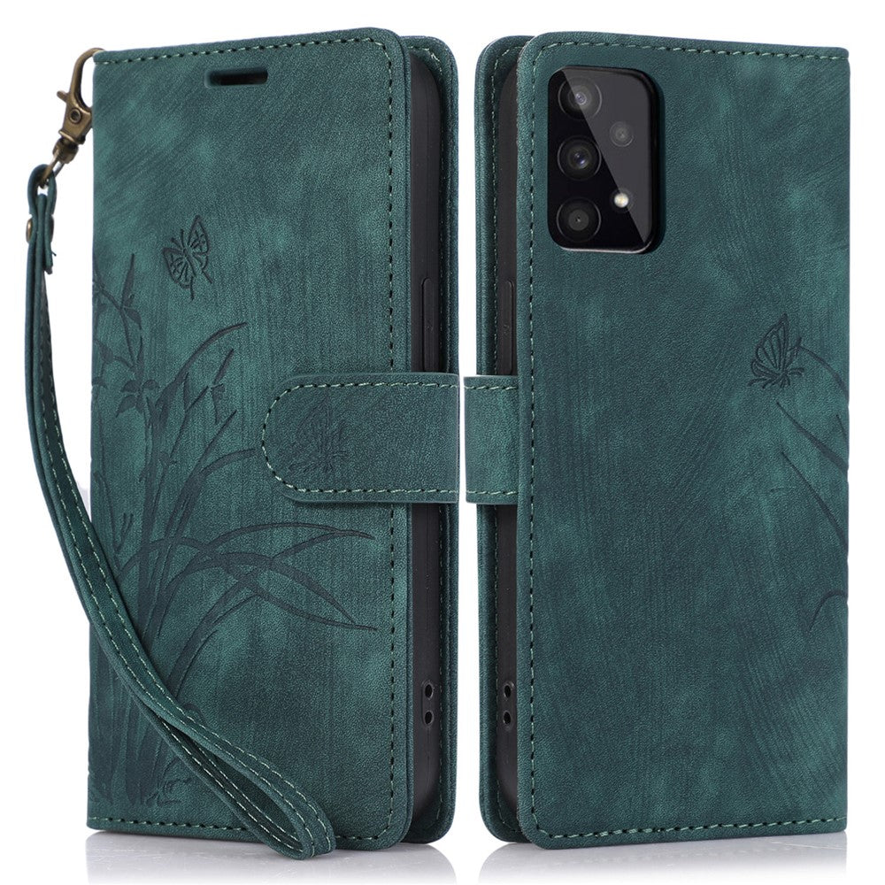 Til Samsung Galaxy A73 5G Etui Pung Læder Cover Orkide Sommerfugl Mønster