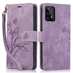 Til Samsung Galaxy A73 5G Etui Pung Læder Cover Orkide Sommerfugl Mønster