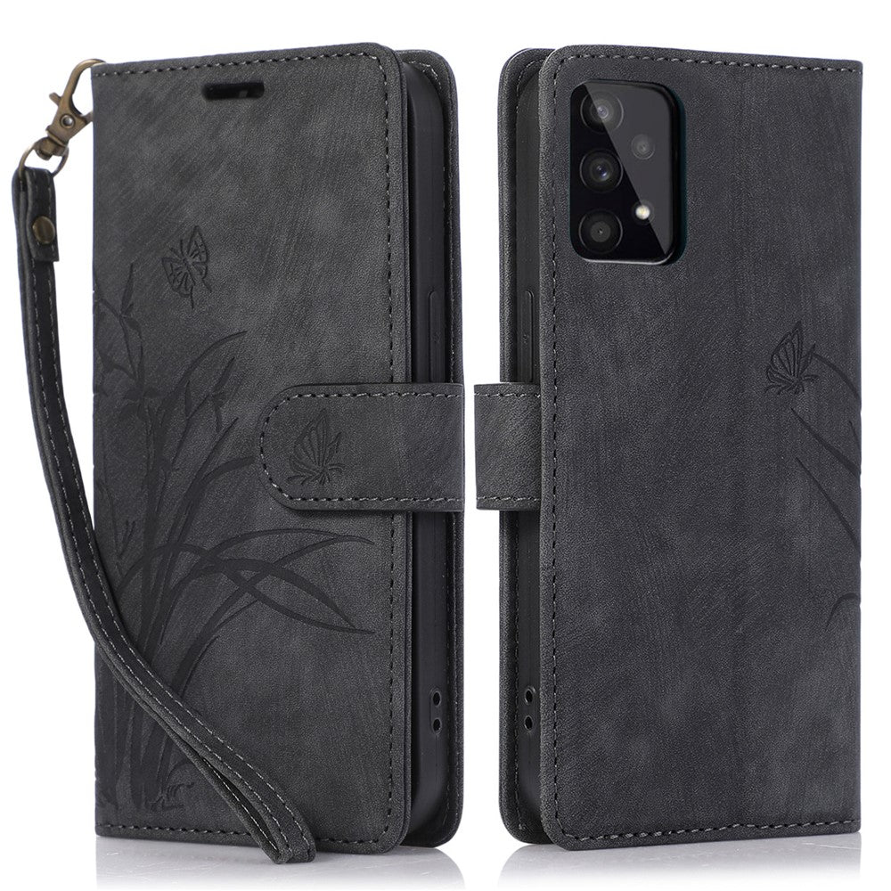 Leather Cover for Samsung Galaxy A33 5G Wallet Stand Case Orchid Butterfly Pattern