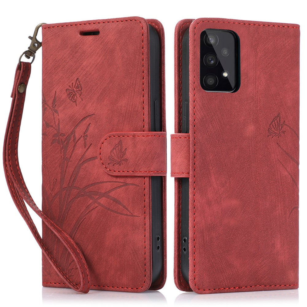 Leather Cover for Samsung Galaxy A33 5G Wallet Stand Case Orchid Butterfly Pattern