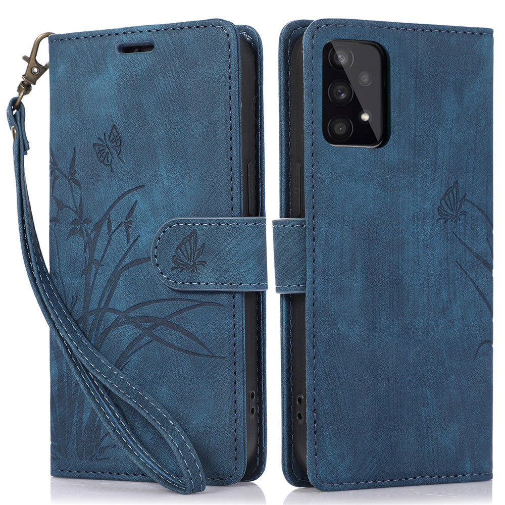 Leather Cover for Samsung Galaxy A33 5G Wallet Stand Case Orchid Butterfly Pattern