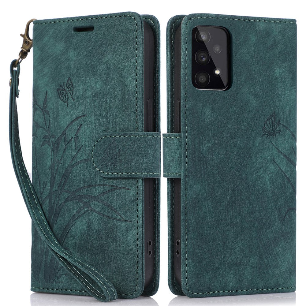 Leather Cover for Samsung Galaxy A33 5G Wallet Stand Case Orchid Butterfly Pattern