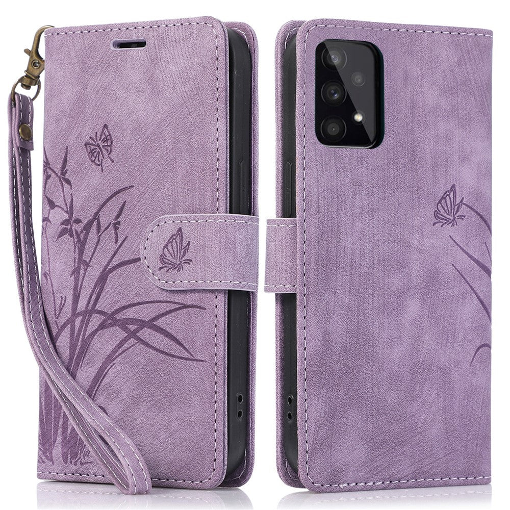 Leather Cover for Samsung Galaxy A33 5G Wallet Stand Case Orchid Butterfly Pattern