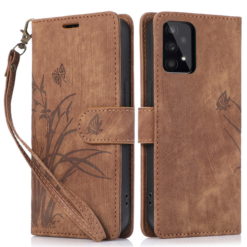 Leather Cover for Samsung Galaxy A33 5G Wallet Stand Case Orchid Butterfly Pattern