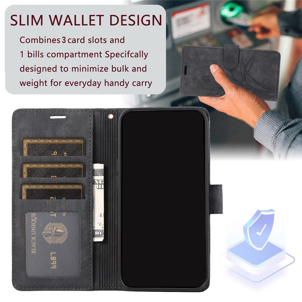 For Samsung Galaxy A04e 4G / F04 4G / M04 4G Leather Wallet Case Orchid Butterfly Pattern
