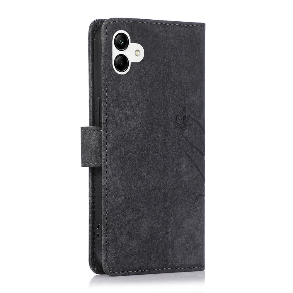 For Samsung Galaxy A04e 4G / F04 4G / M04 4G Leather Wallet Case Orchid Butterfly Pattern