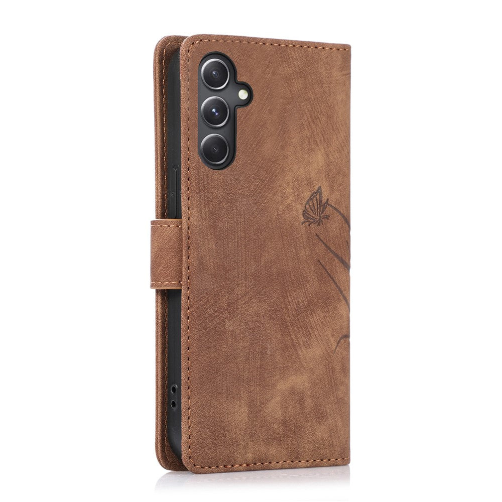 Samsung Galaxy A14 4G / 5G Plånboksfodral Läderfodral Orkidé Fjärilsmönster