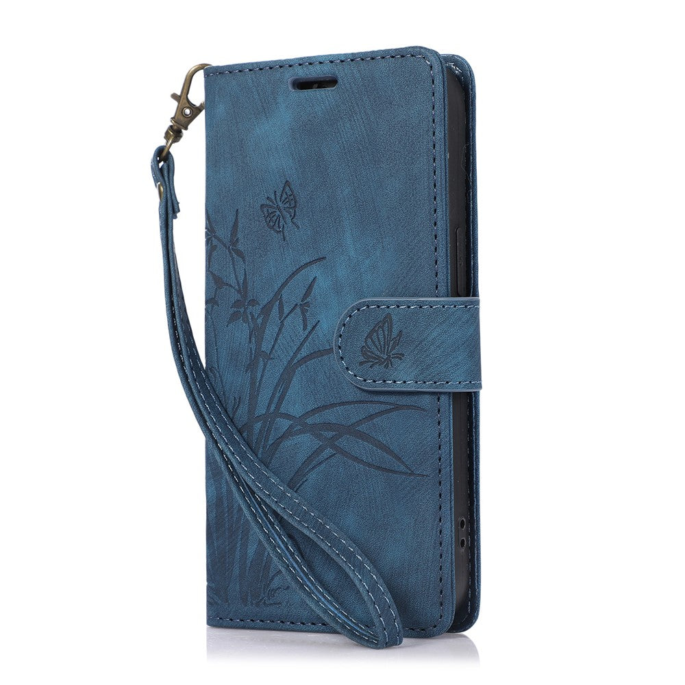 Til Samsung Galaxy A13 4G / 5G Orchid Butterfly Læderpung Etui med Rem