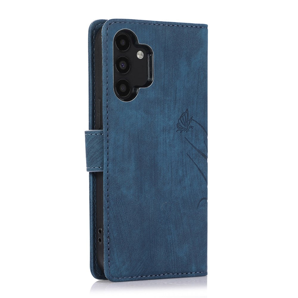 Til Samsung Galaxy A13 4G / 5G Orchid Butterfly Læderpung Etui med Rem