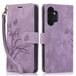 Til Samsung Galaxy A13 4G / 5G Orchid Butterfly Læderpung Etui med Rem