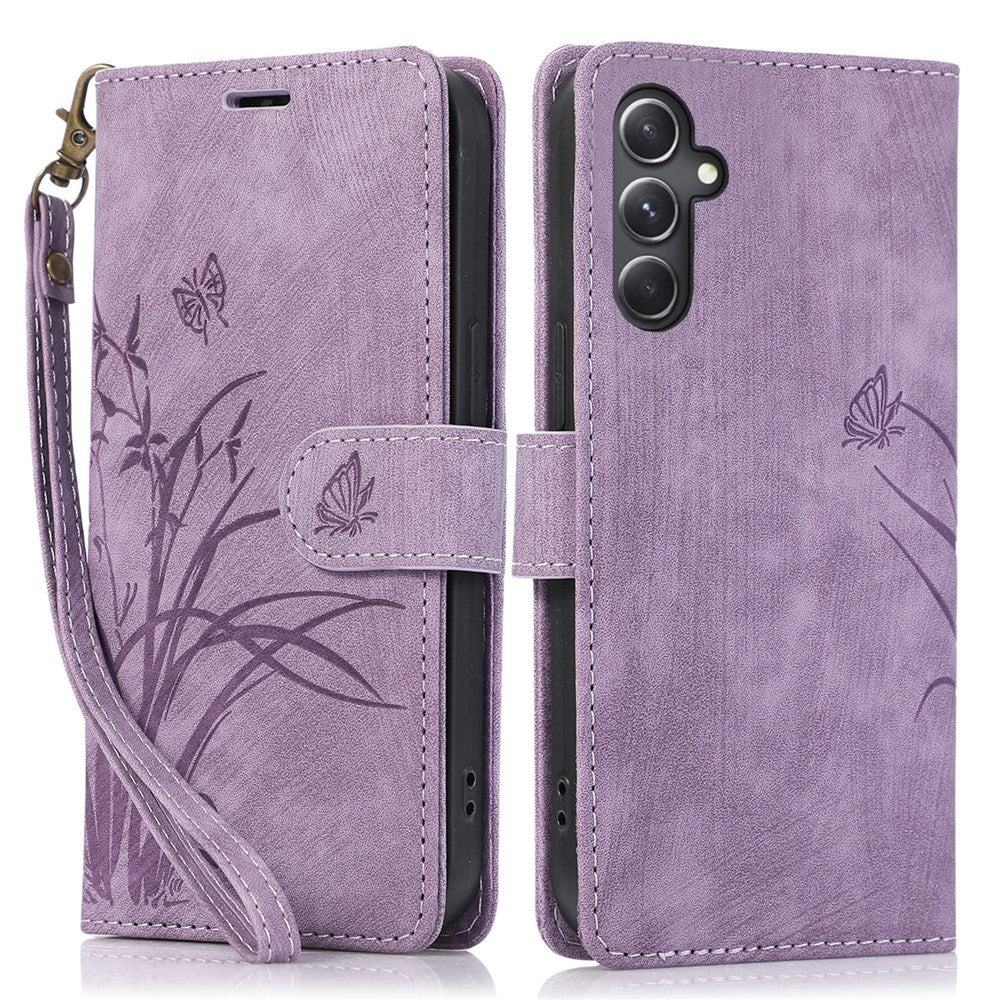Til Samsung Galaxy A24 4G (162,1 x 77,6 x 8,3 mm) Lædercover Stativ Pung Etui med Rem