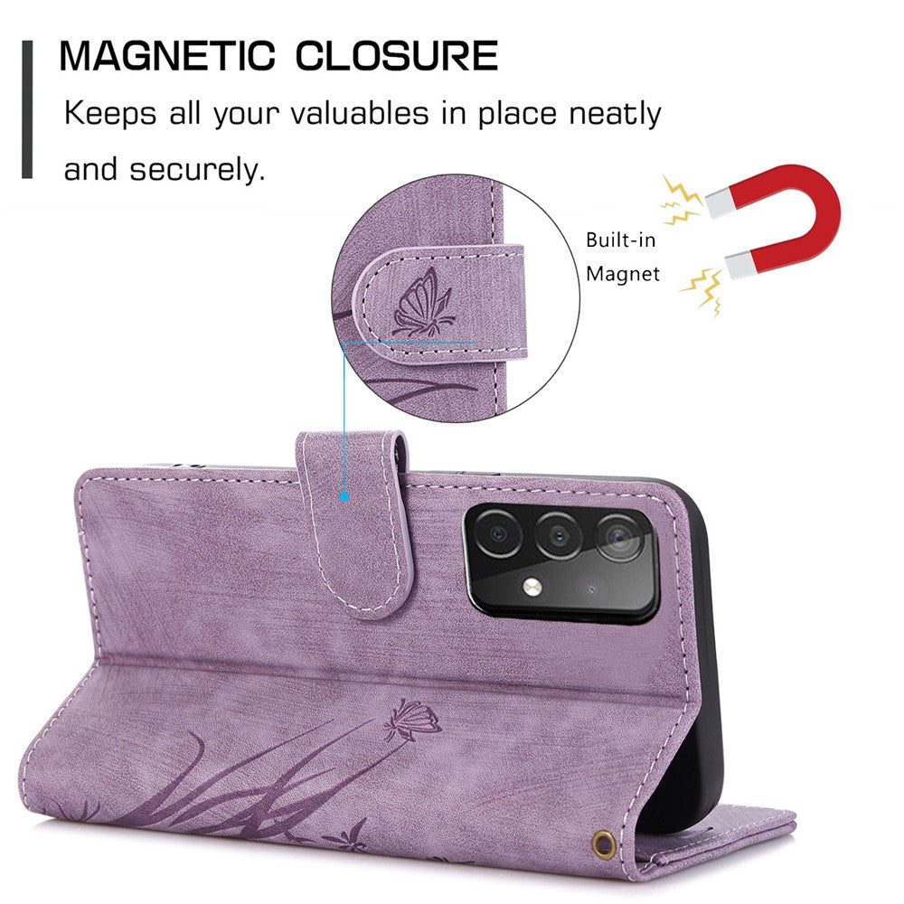 Til Samsung Galaxy A24 4G (162,1 x 77,6 x 8,3 mm) Lædercover Stativ Pung Etui med Rem