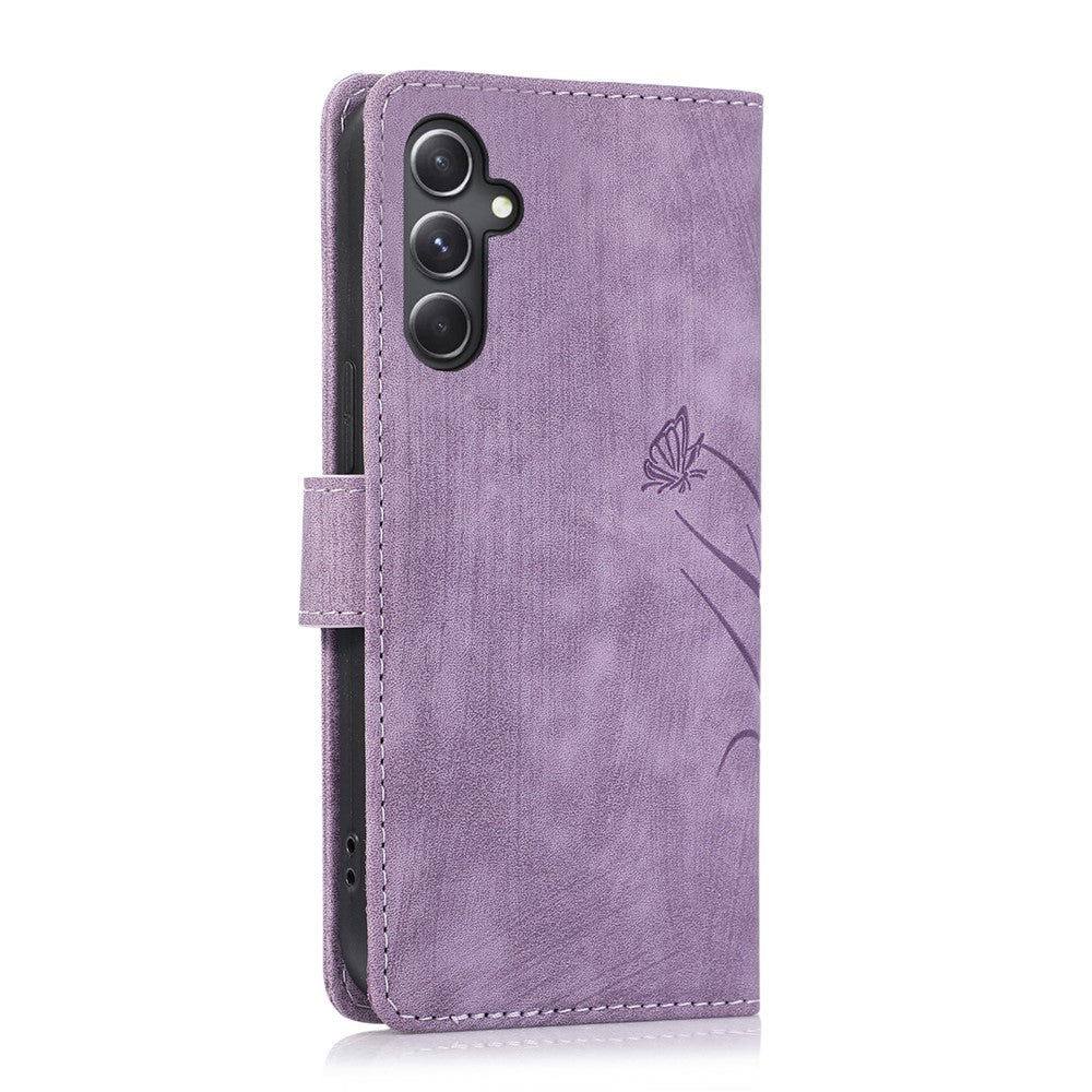 Til Samsung Galaxy A24 4G (162,1 x 77,6 x 8,3 mm) Lædercover Stativ Pung Etui med Rem