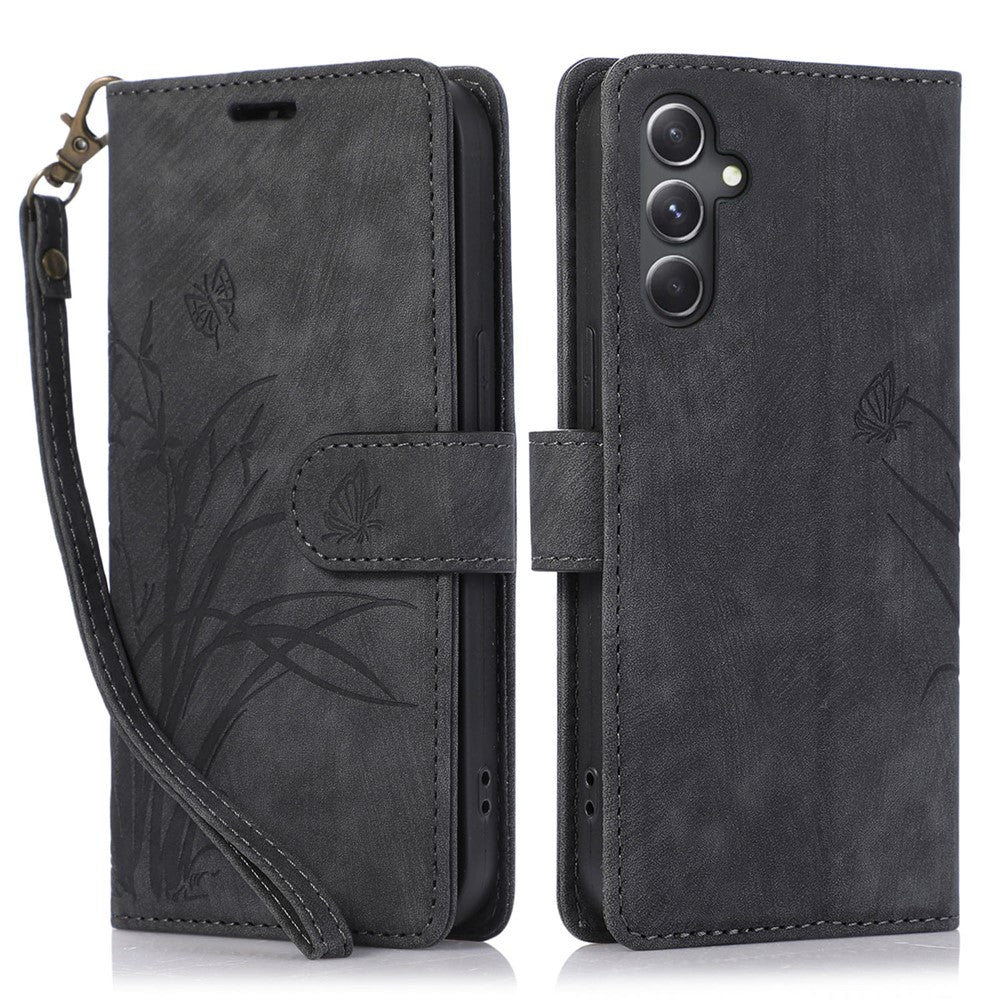 Til Samsung Galaxy A24 4G (162,1 x 77,6 x 8,3 mm) Lædercover Stativ Pung Etui med Rem