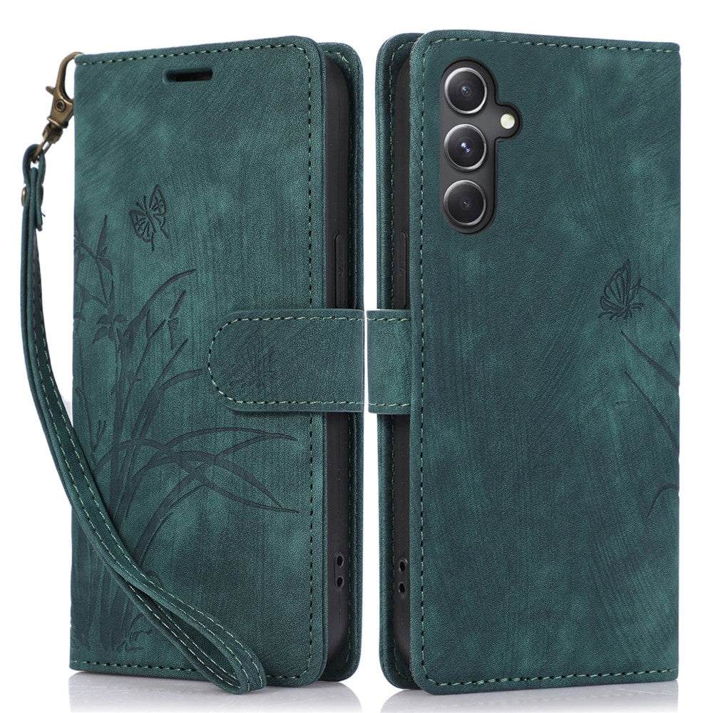 Til Samsung Galaxy A24 4G (162,1 x 77,6 x 8,3 mm) Lædercover Stativ Pung Etui med Rem