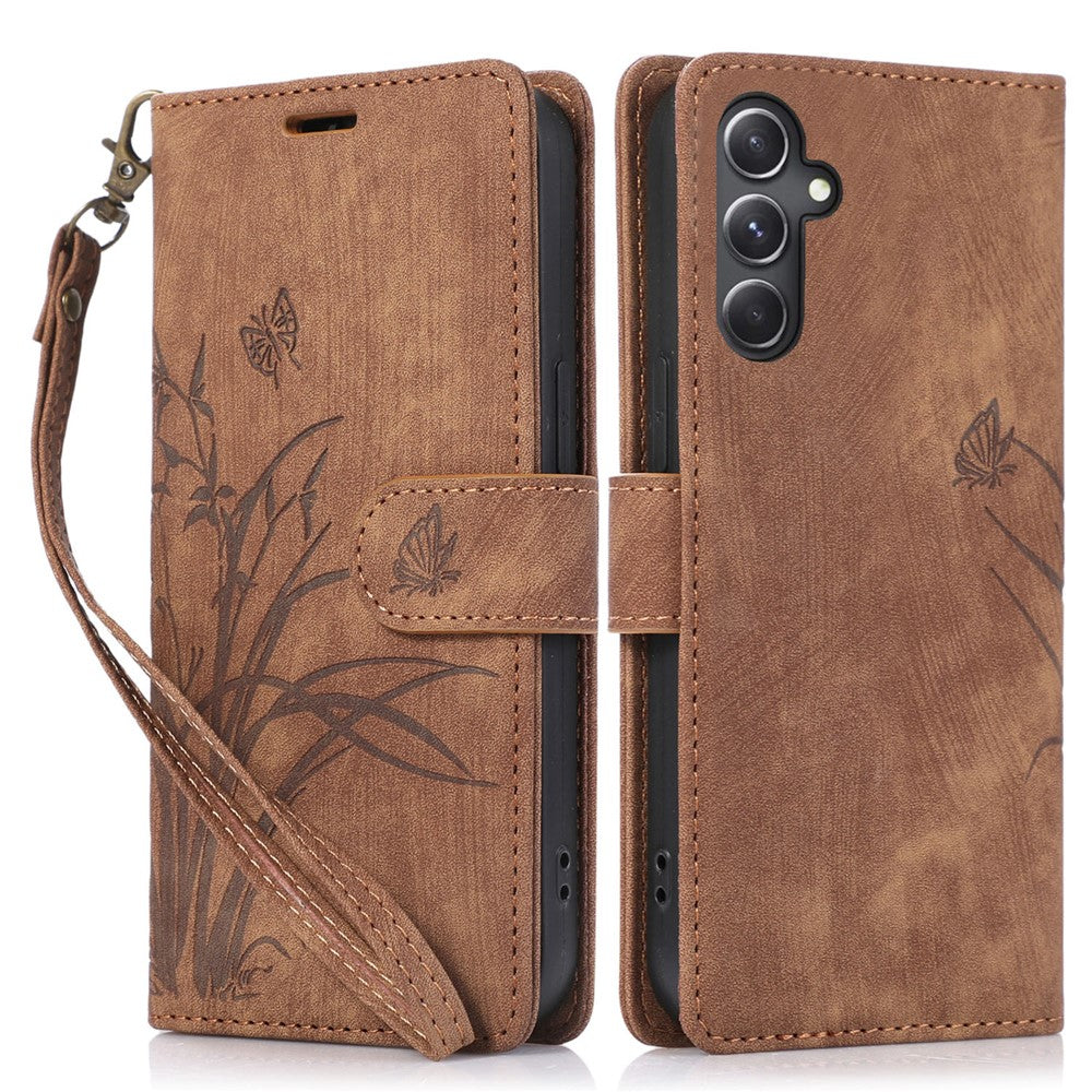 Til Samsung Galaxy A24 4G (162,1 x 77,6 x 8,3 mm) Lædercover Stativ Pung Etui med Rem