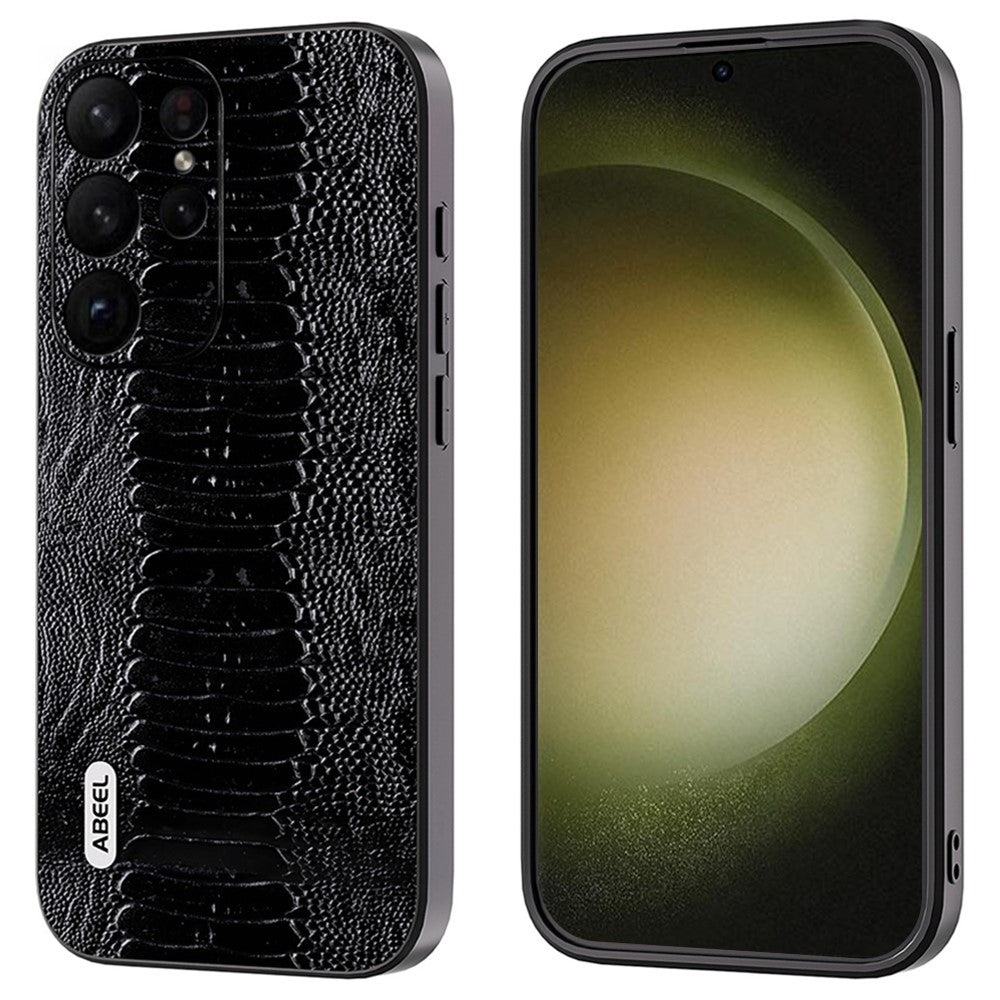 ABEEL Til Samsung Galaxy S24 Ultra Etui med Krokodillemønster Ægte Koskind Slankt Bagcover
