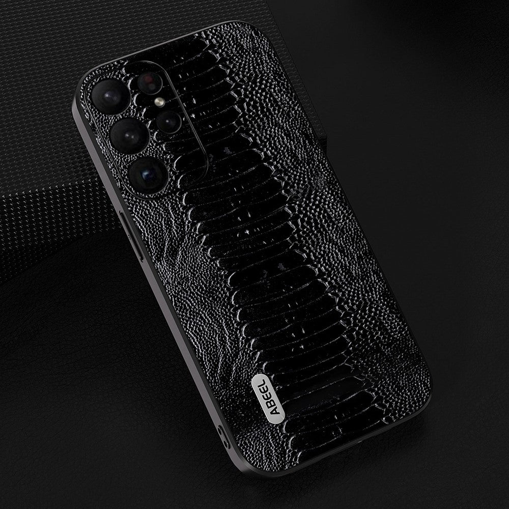 ABEEL Til Samsung Galaxy S24 Ultra Etui med Krokodillemønster Ægte Koskind Slankt Bagcover