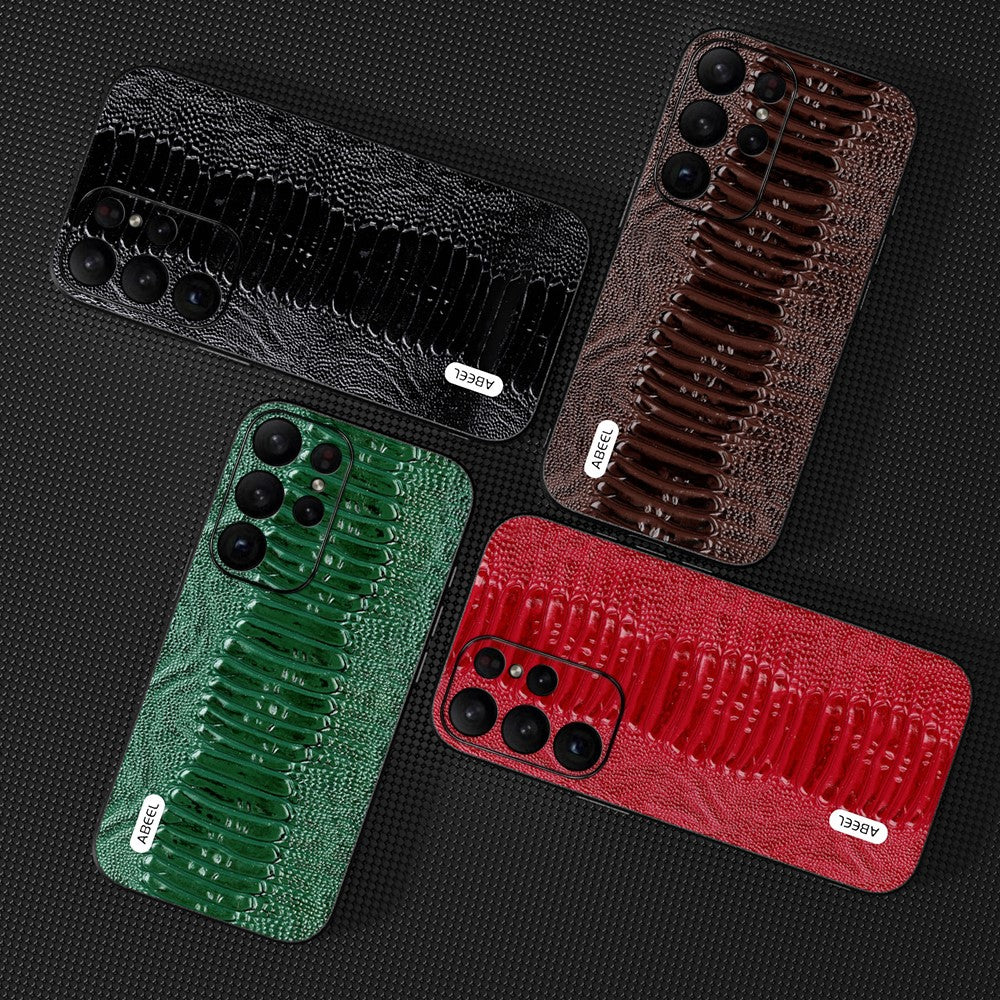 ABEEL Til Samsung Galaxy S24 Ultra Etui med Krokodillemønster Ægte Koskind Slankt Bagcover