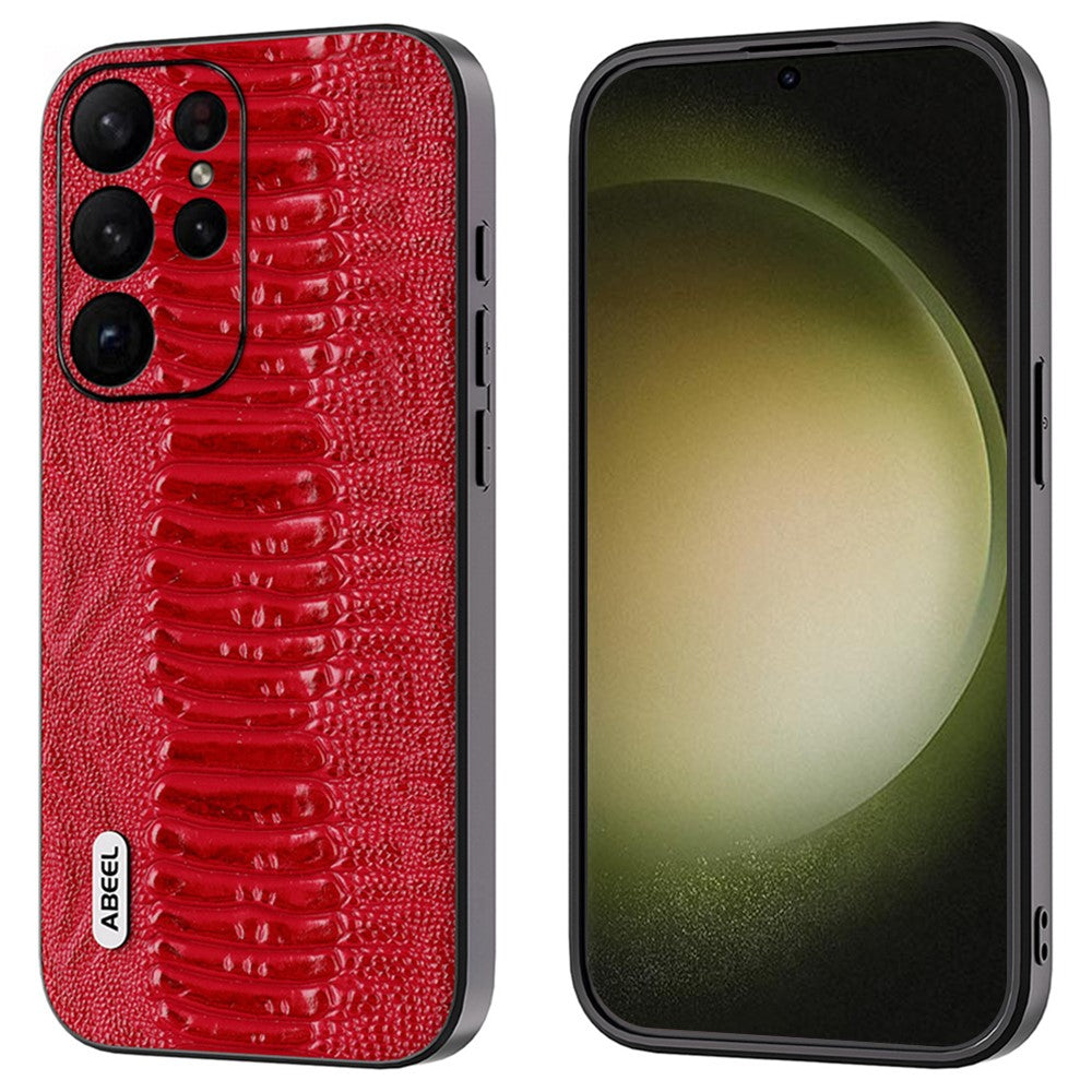 ABEEL Til Samsung Galaxy S24 Ultra Etui med Krokodillemønster Ægte Koskind Slankt Bagcover