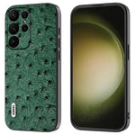 ABEEL For Samsung Galaxy S24 Ultra Case Genuine Cow Leather Ostrich Texture Back Shell Cover