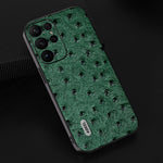 ABEEL For Samsung Galaxy S24 Ultra Case Genuine Cow Leather Ostrich Texture Back Shell Cover