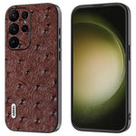 ABEEL For Samsung Galaxy S24 Ultra Case Genuine Cow Leather Ostrich Texture Back Shell Cover