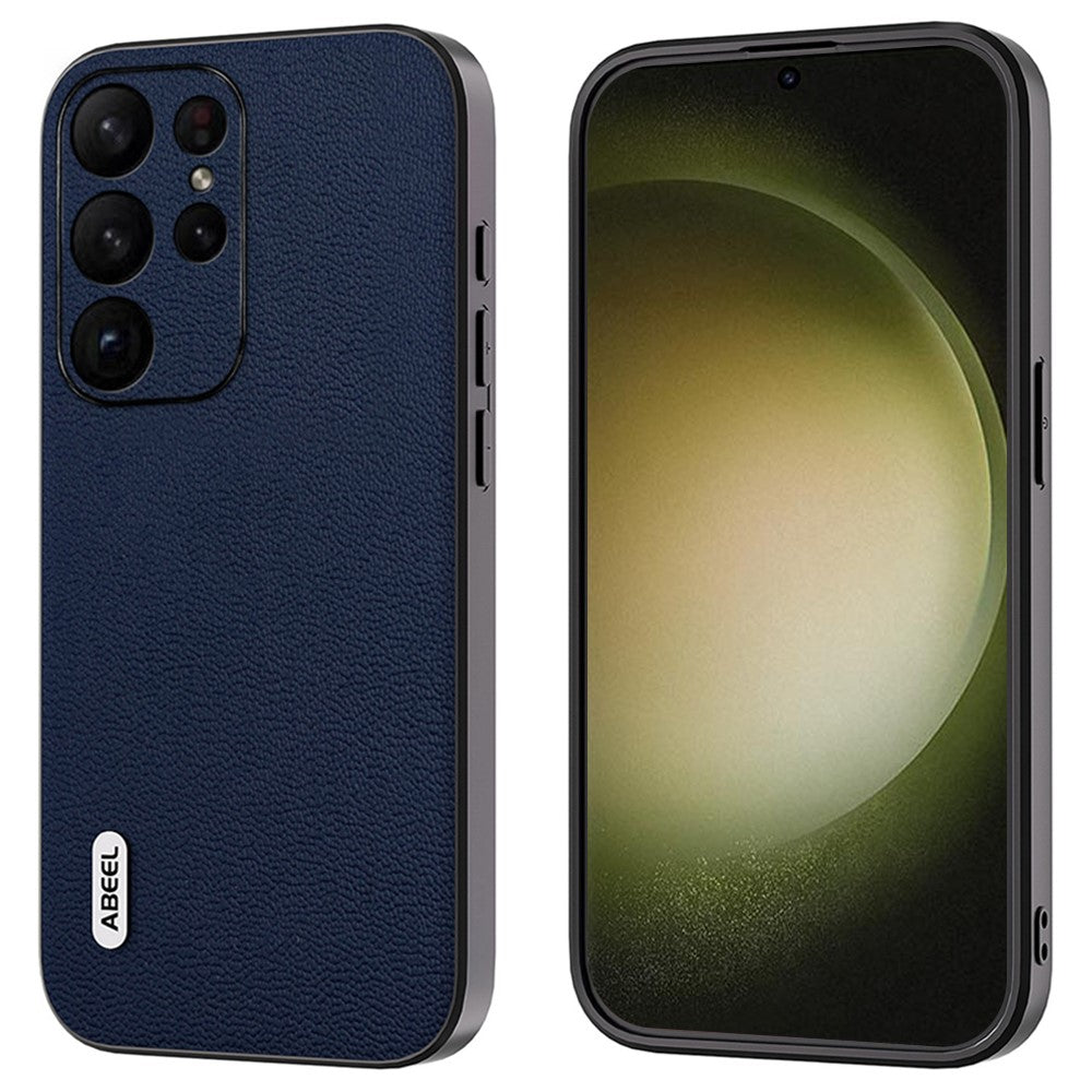 ABEEL Til Samsung Galaxy S24 Ultra Cover Ægte Koskind Litchi Tekstur Bagcover
