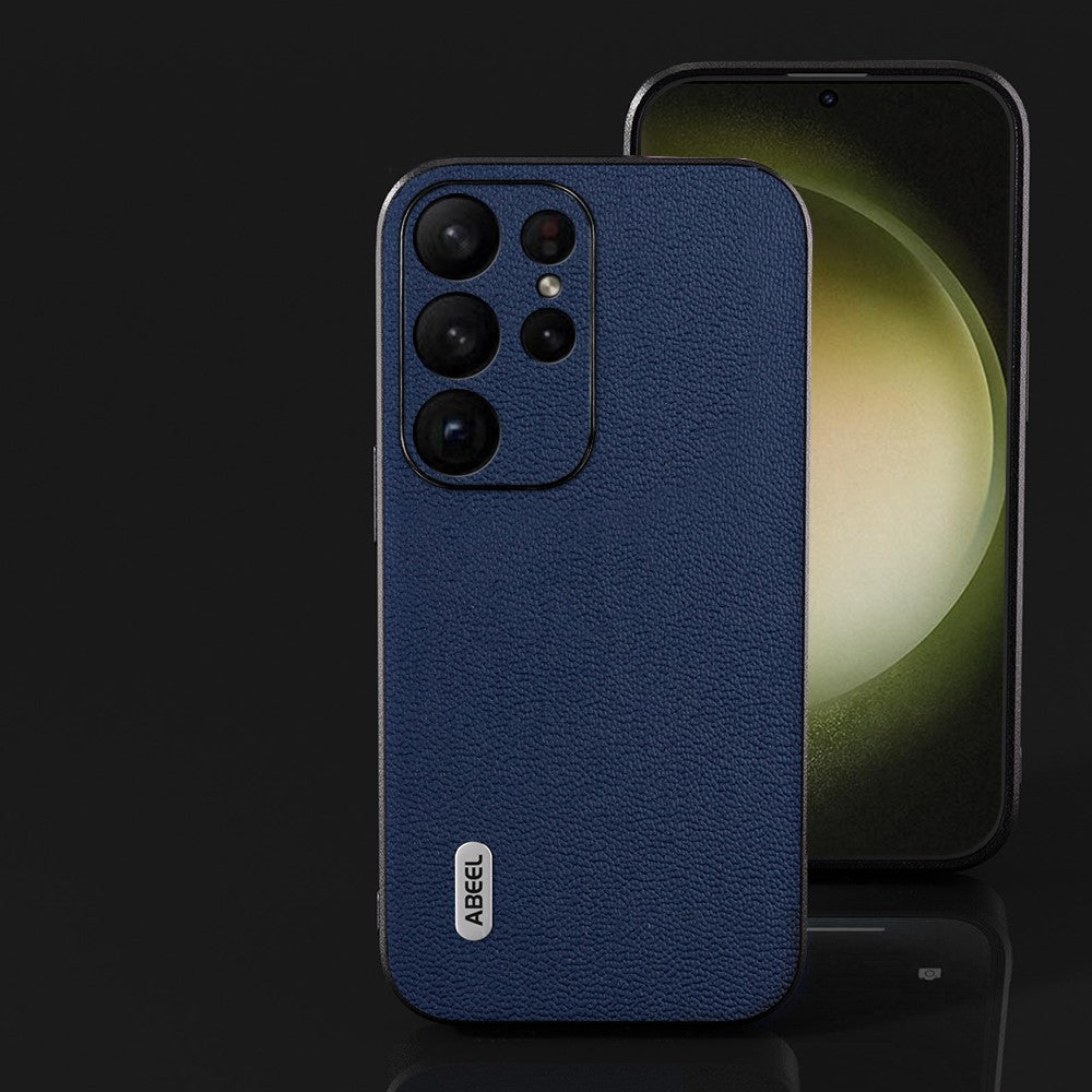 ABEEL Til Samsung Galaxy S24 Ultra Cover Ægte Koskind Litchi Tekstur Bagcover