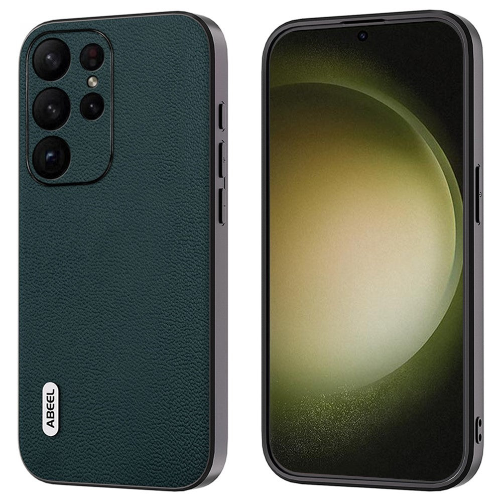 ABEEL Til Samsung Galaxy S24 Ultra Cover Ægte Koskind Litchi Tekstur Bagcover