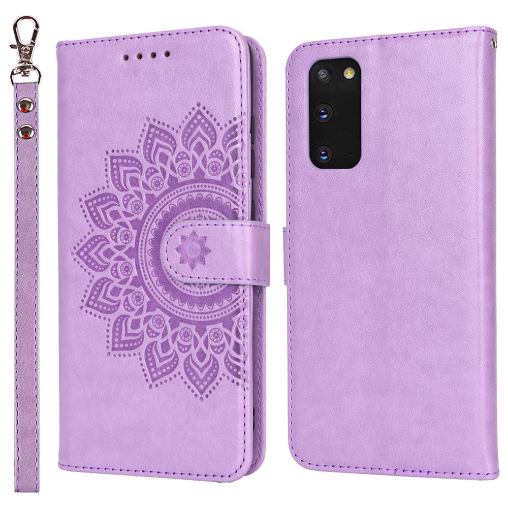 For Samsung Galaxy S20 4G / 5G Cell Phone Case R61 Texture Imprinted Leather Wallet Anti-scratch Cover