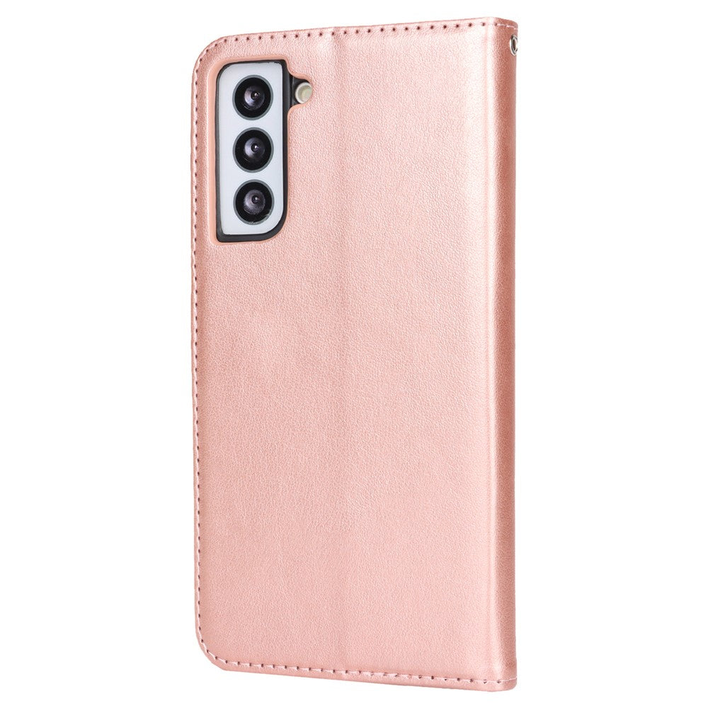 For Samsung Galaxy S21 5G / 4G Cover R61 Texture Leather Stand Shockproof Imprinted Cell Phone Case