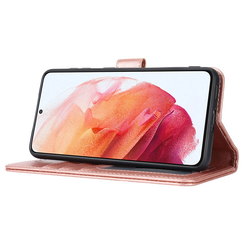 For Samsung Galaxy S21 5G / 4G Cover R61 Texture Leather Stand Shockproof Imprinted Cell Phone Case