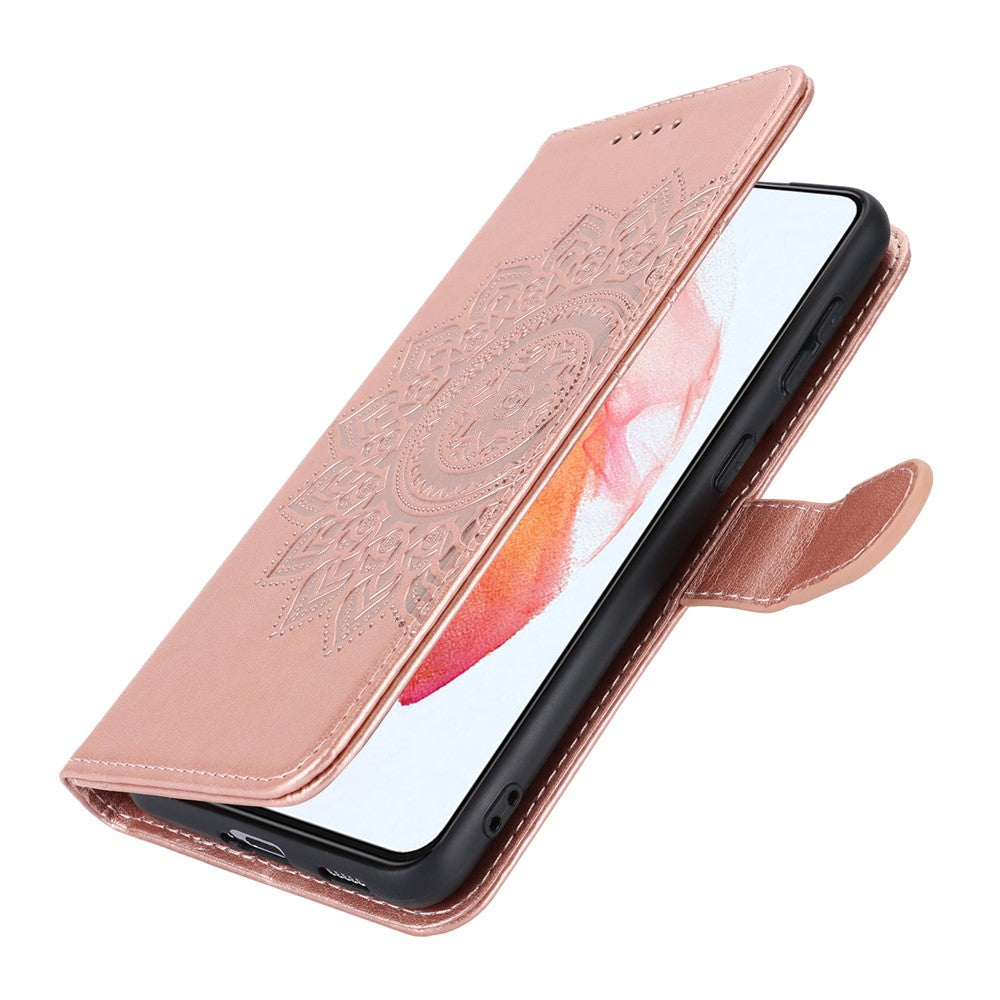 For Samsung Galaxy S21 5G / 4G Cover R61 Texture Leather Stand Shockproof Imprinted Cell Phone Case