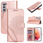 For Samsung Galaxy S21 5G / 4G Cover R61 Texture Leather Stand Shockproof Imprinted Cell Phone Case