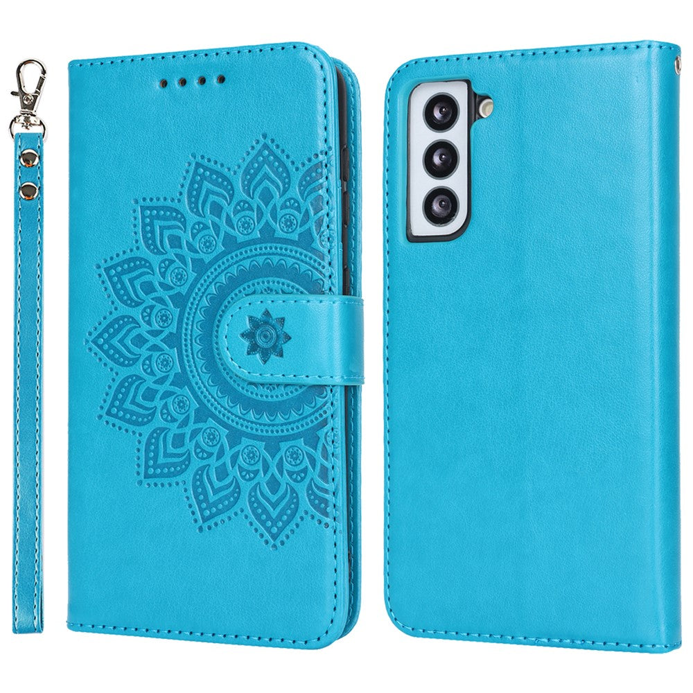 For Samsung Galaxy S21 5G / 4G Cover R61 Texture Leather Stand Shockproof Imprinted Cell Phone Case