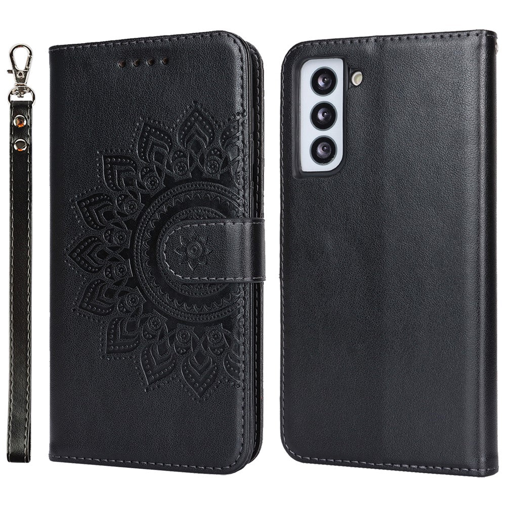 For Samsung Galaxy S21 5G / 4G Cover R61 Texture Leather Stand Shockproof Imprinted Cell Phone Case