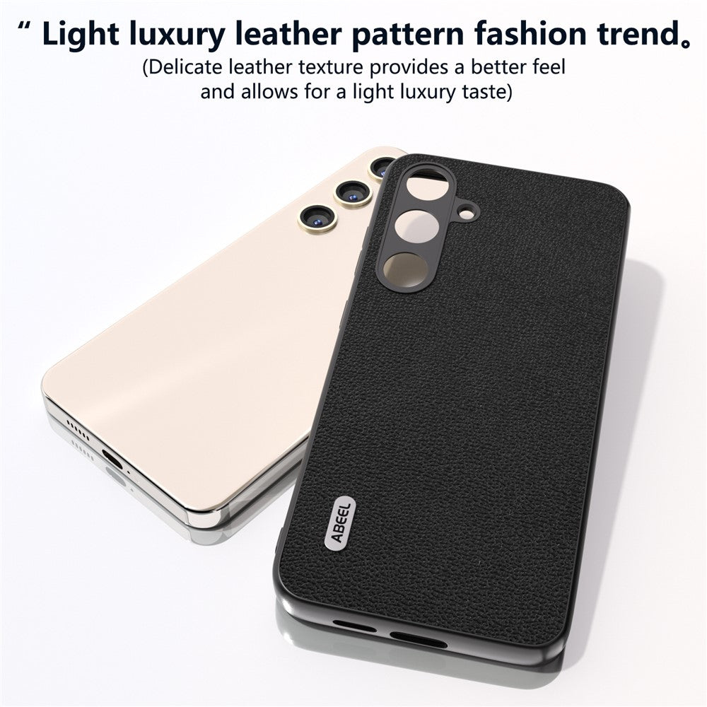 ABEEL For Samsung Galaxy S24+ Slim Shockproof Case Genuine Cow Leather Phone Cover