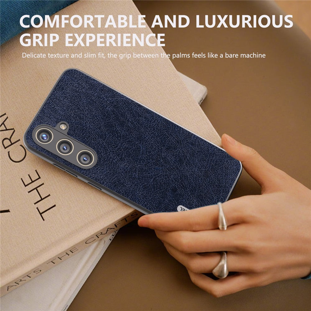 ABEEL For Samsung Galaxy S24+ Litchi-tekstur etui Læderbelagt PC+TPU telefoncover