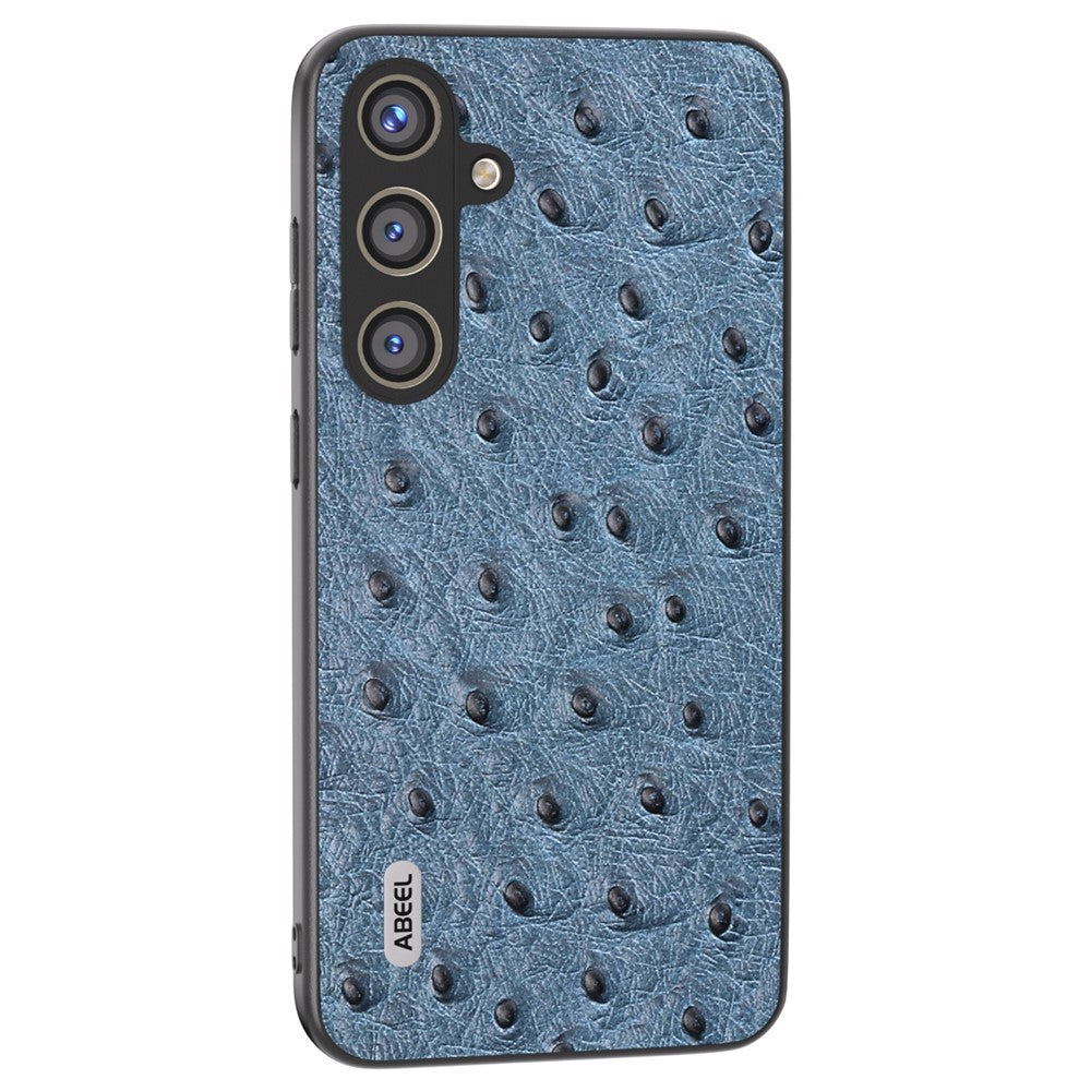 ABEEL til Samsung Galaxy S24+ Ægte Koskindsetui Skridsikkert Strudsemønster Telefoncover