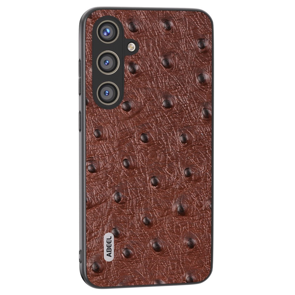 ABEEL til Samsung Galaxy S24+ Ægte Koskindsetui Skridsikkert Strudsemønster Telefoncover