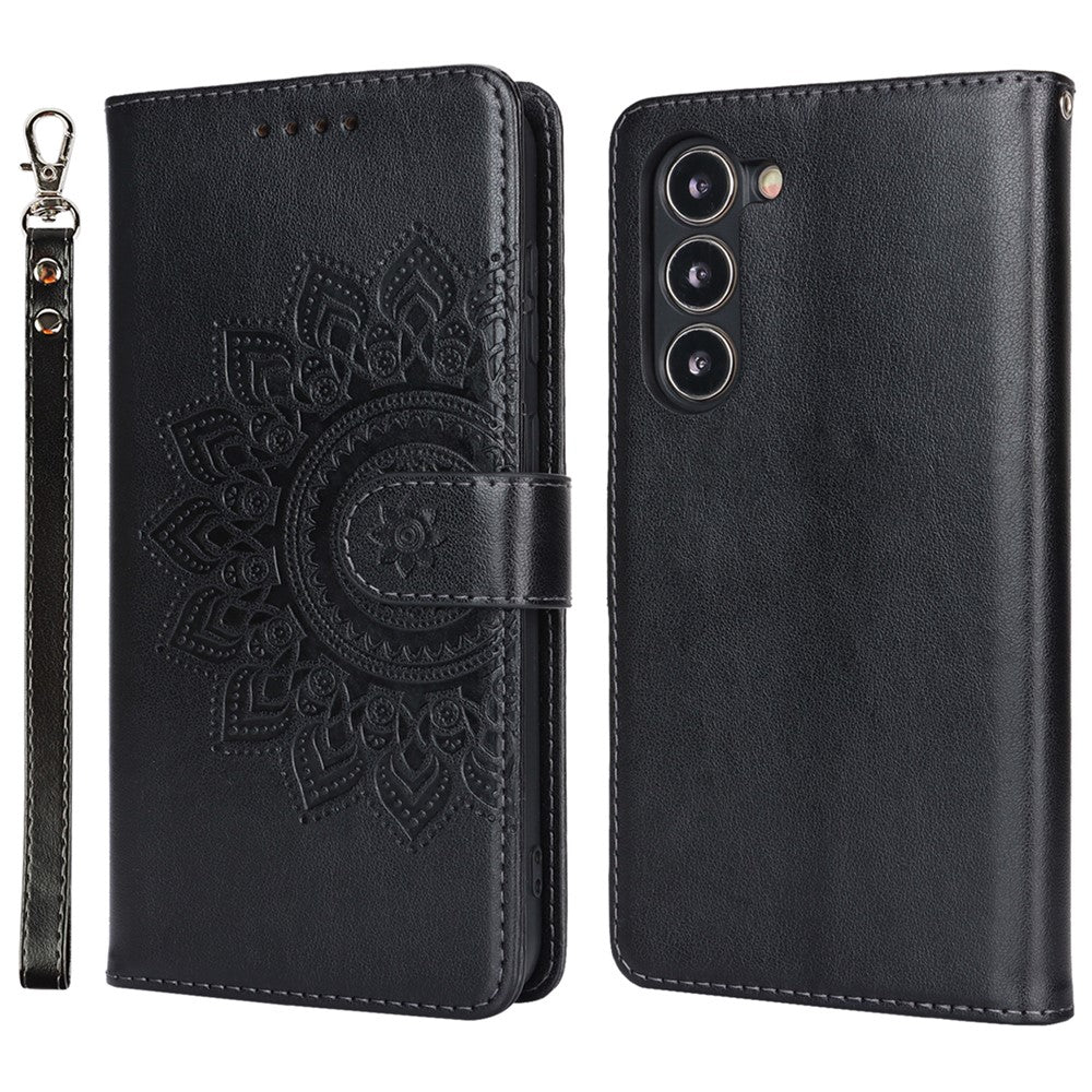 For Samsung Galaxy S23+ Case R61 Texture Flower Imprinted PU Leather Phone Cover with Wallet Stand
