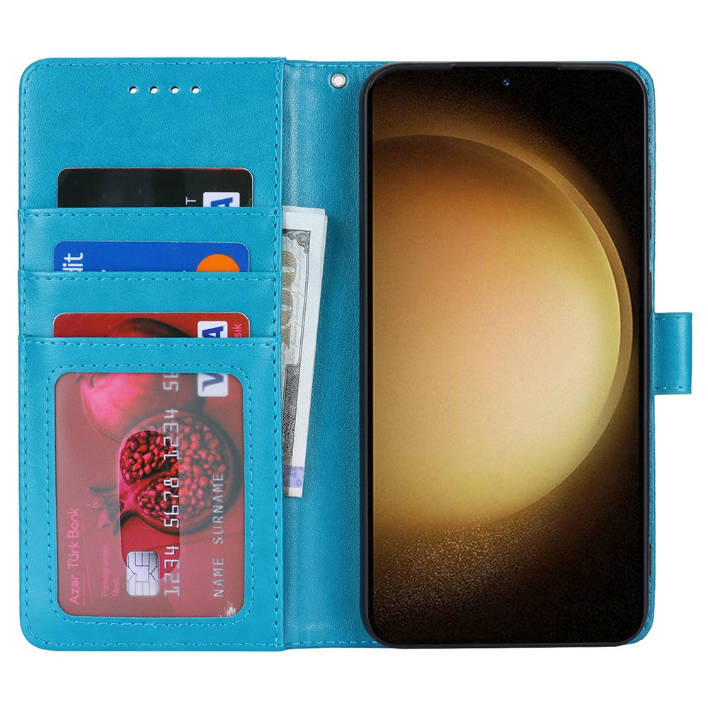 For Samsung Galaxy S23+ Case R61 Texture Flower Imprinted PU Leather Phone Cover with Wallet Stand