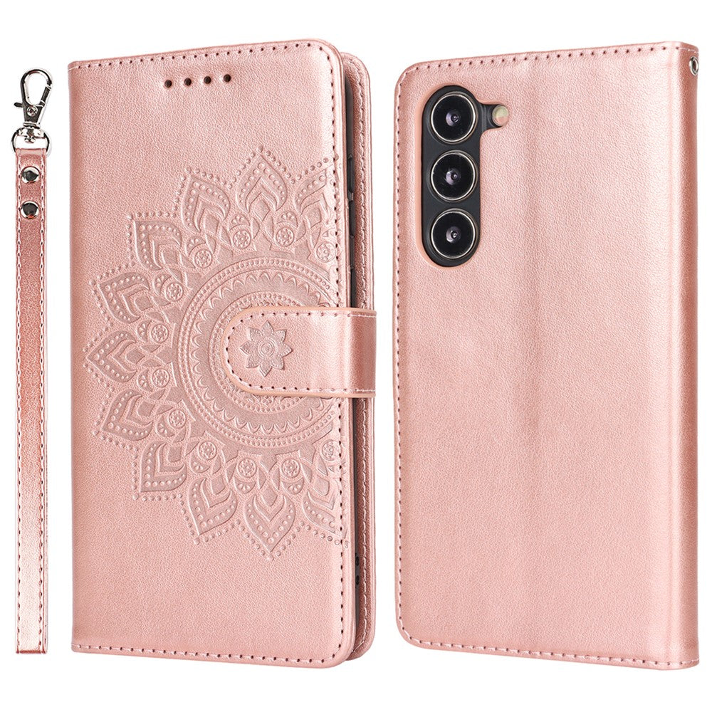 For Samsung Galaxy S23+ Case R61 Texture Flower Imprinted PU Leather Phone Cover with Wallet Stand