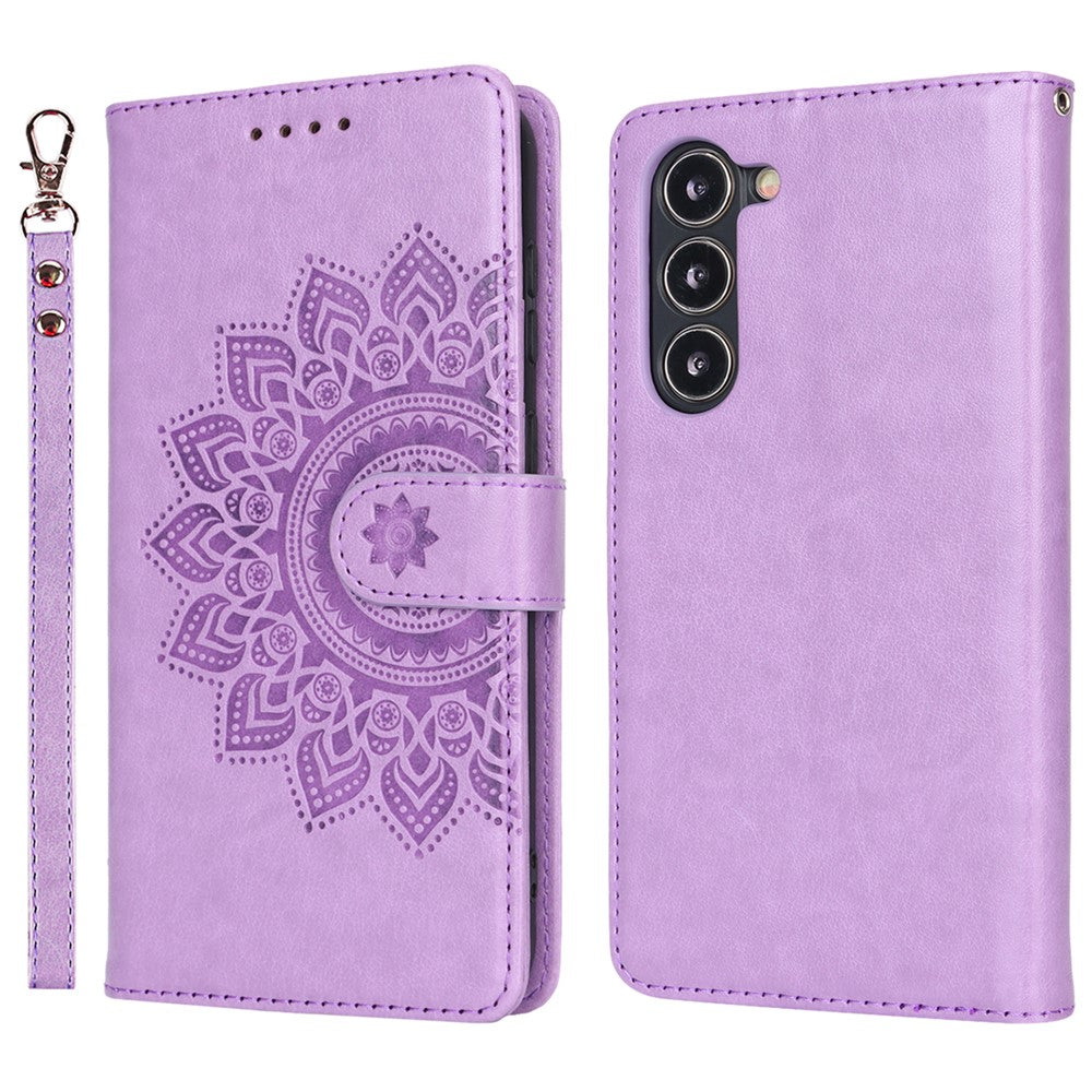 For Samsung Galaxy S23+ Case R61 Texture Flower Imprinted PU Leather Phone Cover with Wallet Stand