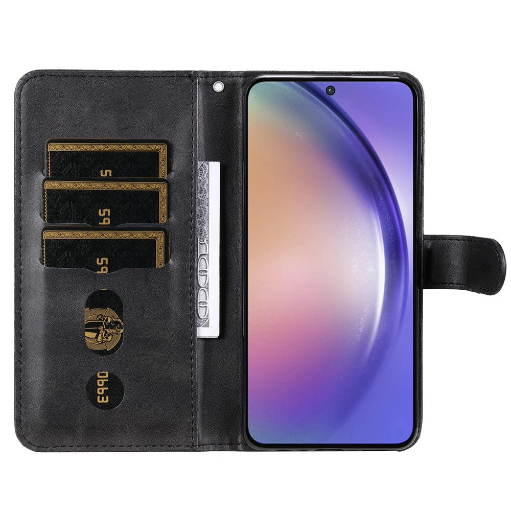Til Samsung Galaxy A55 5G Etui Pung Stand Kalvetekstur Telefonbeskytter med Magnetisk Klap